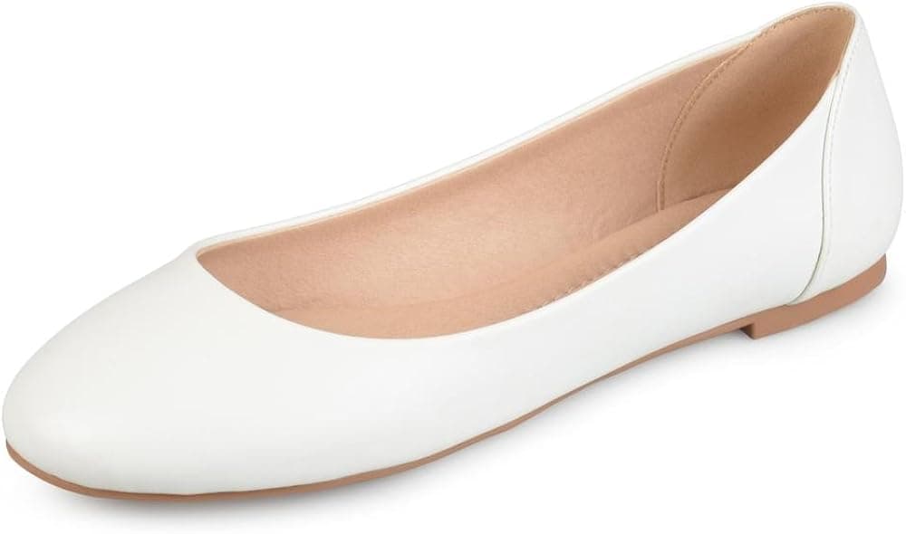 Brinley Co. Womens Comfort Sole Faux Leather Round Toe Flats
