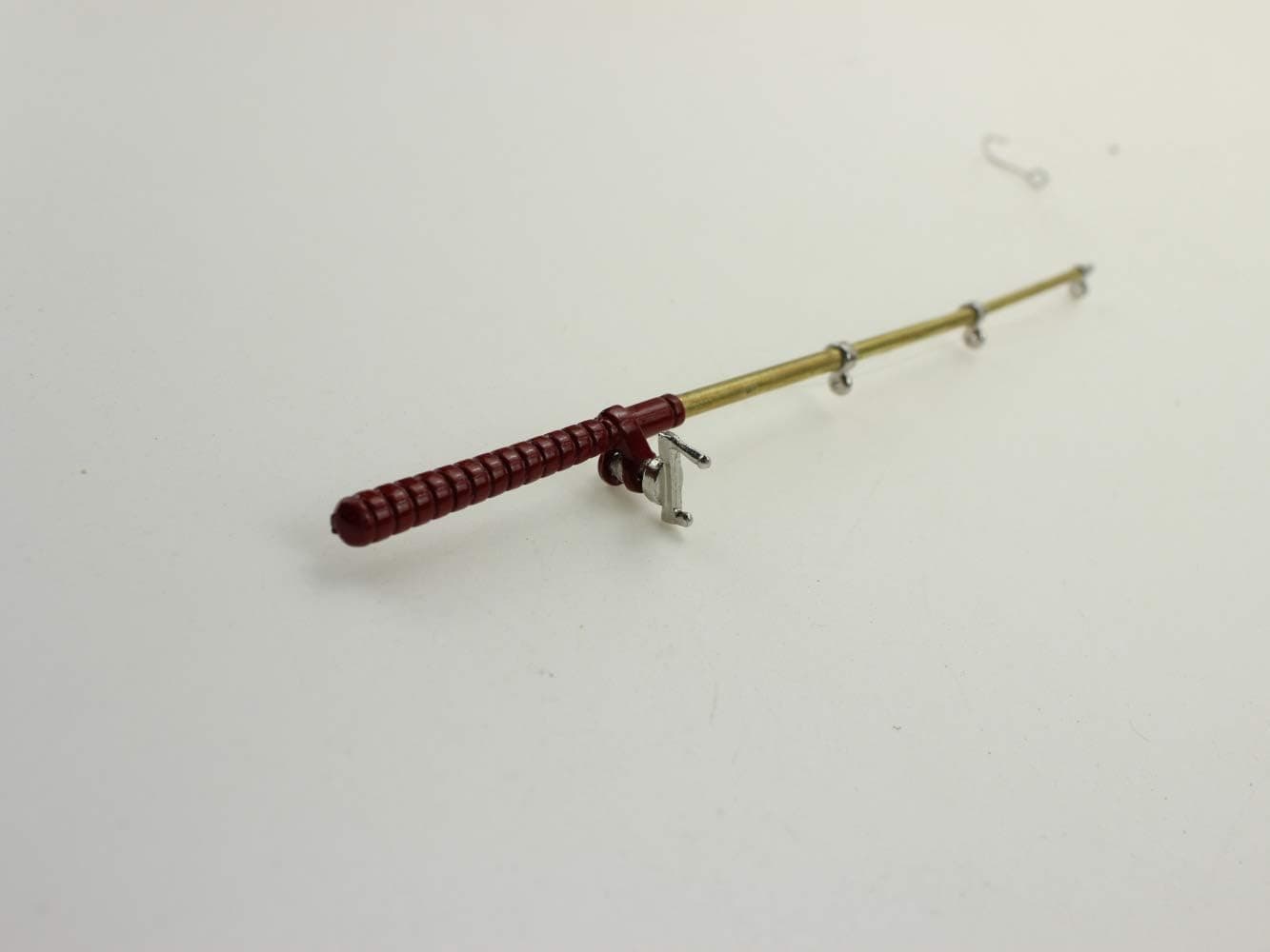 SXFSE Dollhouse Decoration Accessories, 1:12 Dollhouse Miniature Scene Model Fishing Rod Pretend Play Toy (Red, 6.1 inch)