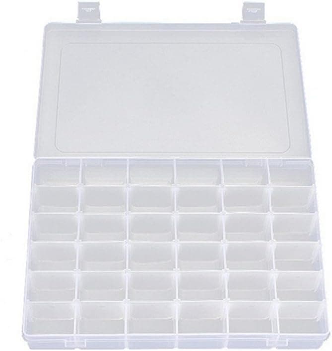 Adjustable 36 Compartment Slot Clear Plastic Storage Craft Box Organizer Container Case Tool for Jewellery Hair and Make Up Comestic Accessories