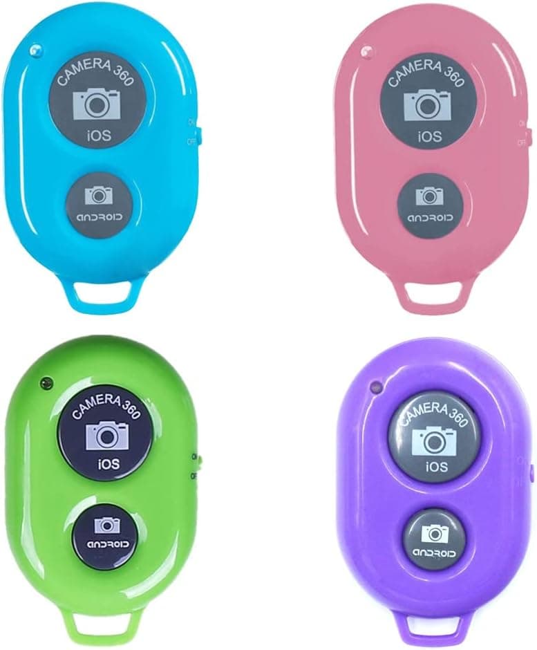 AngelReally Wireless Bluetooth Camera Shutter Remote Control for Smart Phones- Compatible with iOS/Android (Pink+Green+Blue+Purple)
