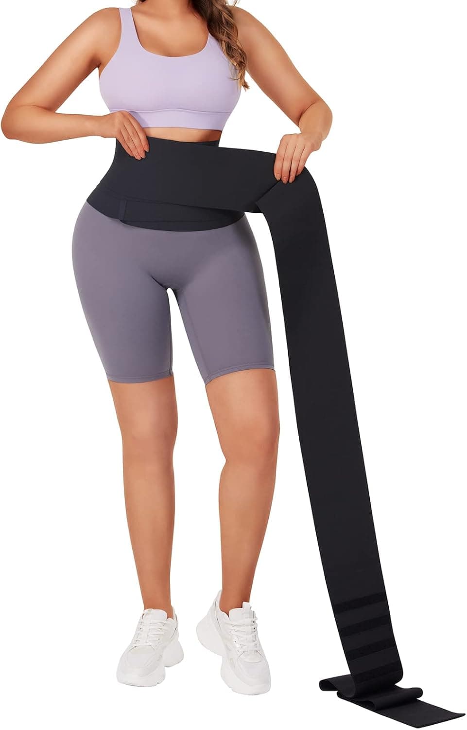 FeelinGirl Plus Size Waist Wrap for Women Lower Belly Fat Bandage Wrap Trimmer Belt Snatcher Tummy Control Body Shaper