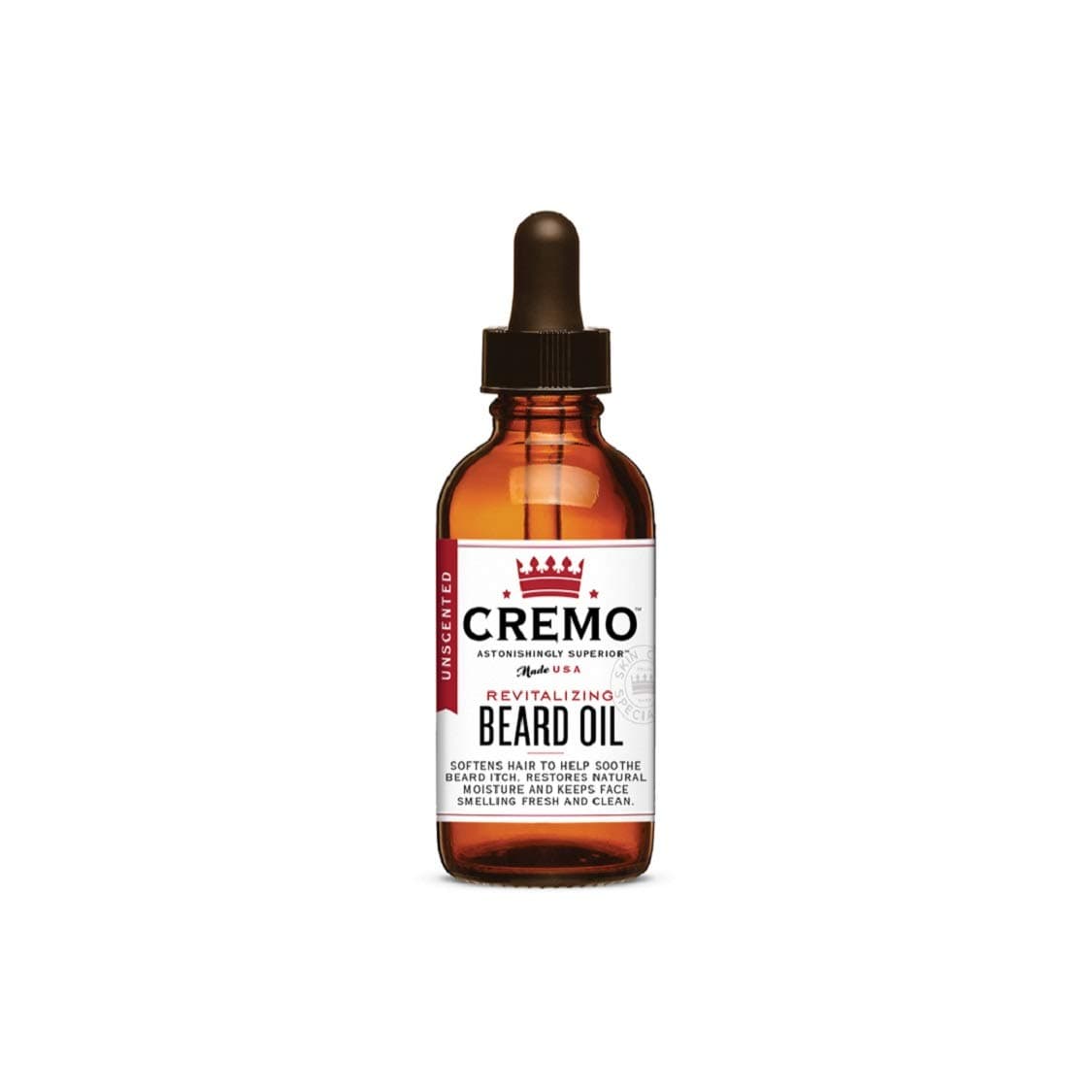 Cremo Unscented Revitalizing Beard Oil, Restores Moisture, Softens and Reduces Beard Itch for Facial Hair of All Lengths, 1 Oz