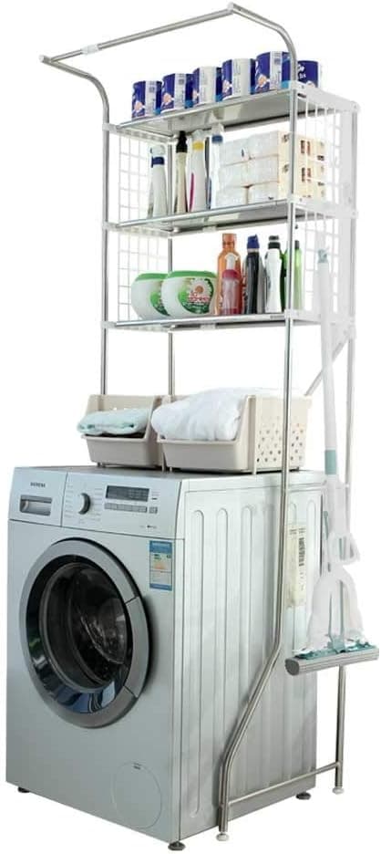 Shelving Unit Over Washing Machine, Over The Washer and Dryer Storage Laundry Room Organizer, 3 Levels Metal Bathroom On Toilet Area On Washing Machine