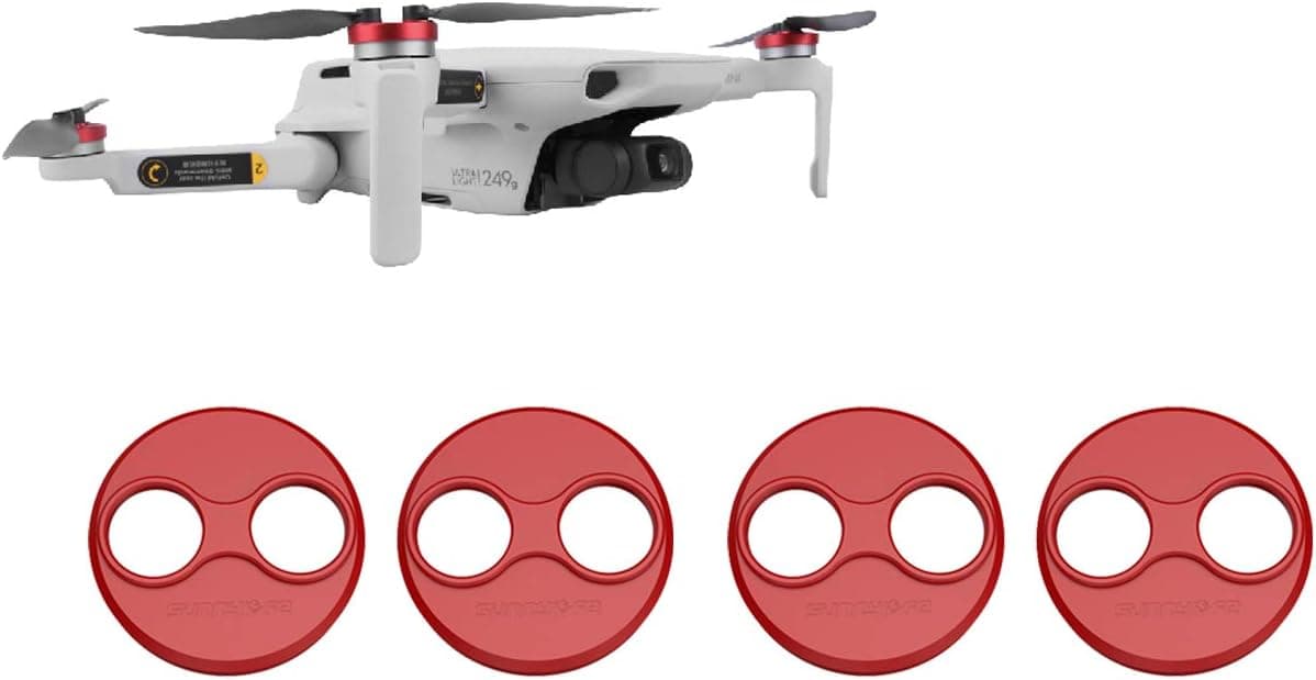 Tineer Aluminum Motor Cover Cap 4 Pieces for DJI Mavic Mini/Mini 3 Pro Drone Accessory - Dustproof,Waterproof,Scratchproof Protection Case Cover Mounts (Red)