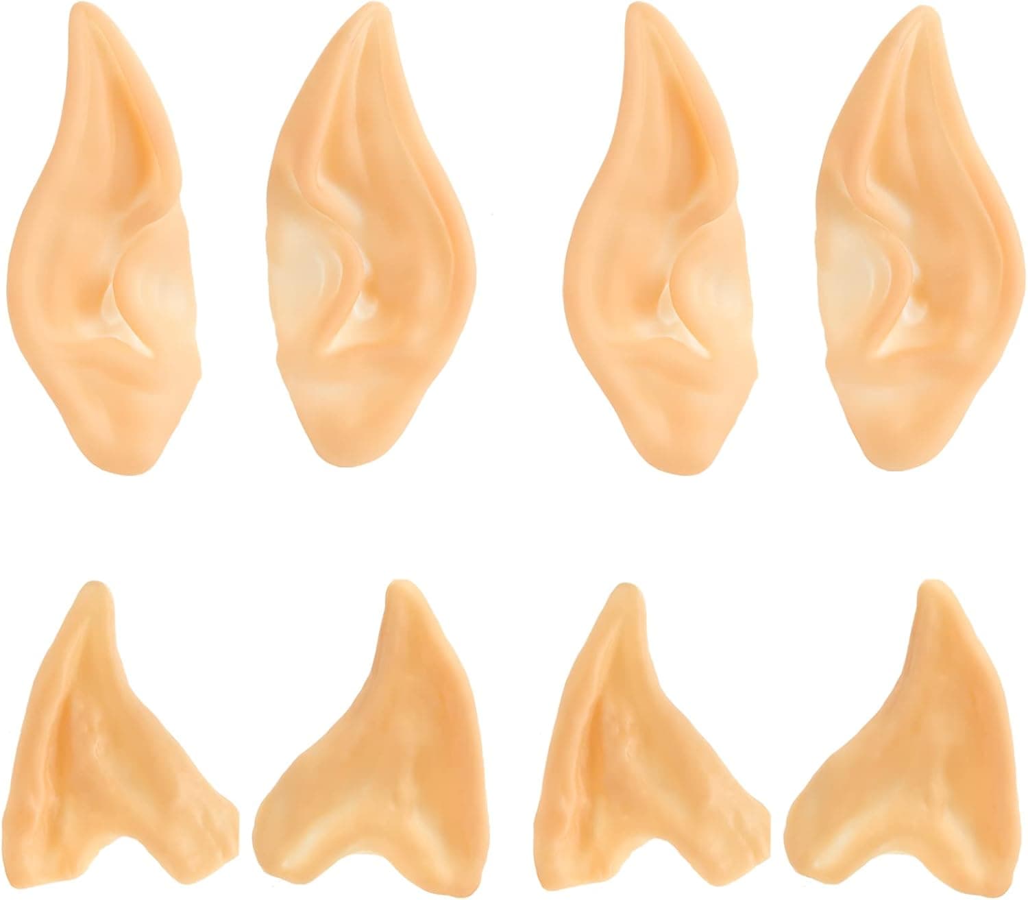 3 otters Latex Elf Ears, 4 Pair Fairy Pixie Elf Ears Pointed Prosthetic Ear Elven Ears Cosplay Halloween Party Favor