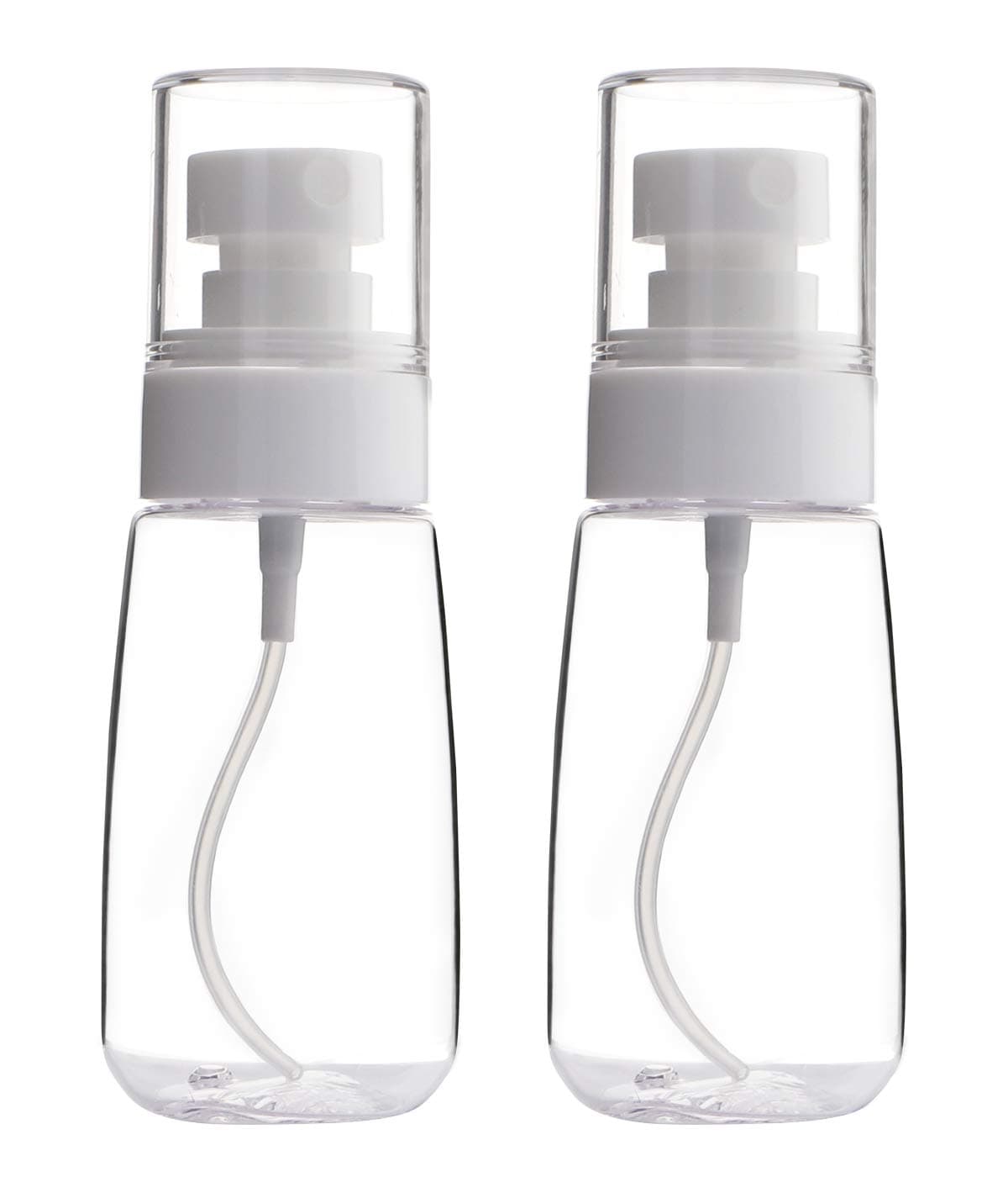 Yebeauty Plastic Empty Spray Bottles, 2 PCS 60ml/2oz Clear Fine Mist Spray Bottle for Travel, Refillable Make Up Skin Care Hair Spray Bottle