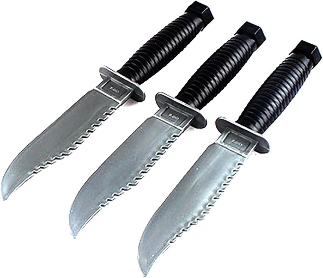 Cooplay 3Pcs Simulated Dagger Military Police Trickery Cosplay Magic Props Stage Performance Adult Toy Dagger Plastic Knife for Halloween Party