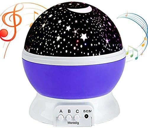Music Night Light Projector lamp Baby Star Projector,MATIXING 4 LED Bulbs 8 Colors 12 Soft Music,USB Cable/Batteries Powered for Nursery Bedroom Holiday Party, Wedding and Celebrations (Purple)