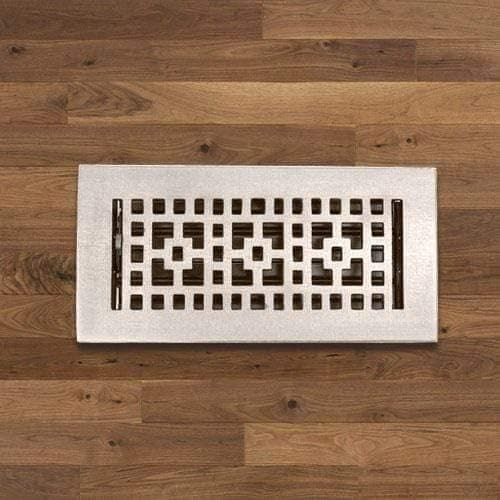 Magnus Home Products Checkered Solid Brass Floor Register, Brushed Nickel, 6" x 12", 8.0 lb