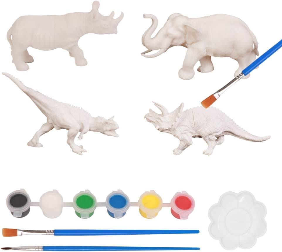 luowan Painting Dinosaur Kits Toys for Kids Children DIY, Animal Paint Elephant Hippos Art Craft and Art Kit, Party Gift Kids, 3D Painting Dinosaur Toy