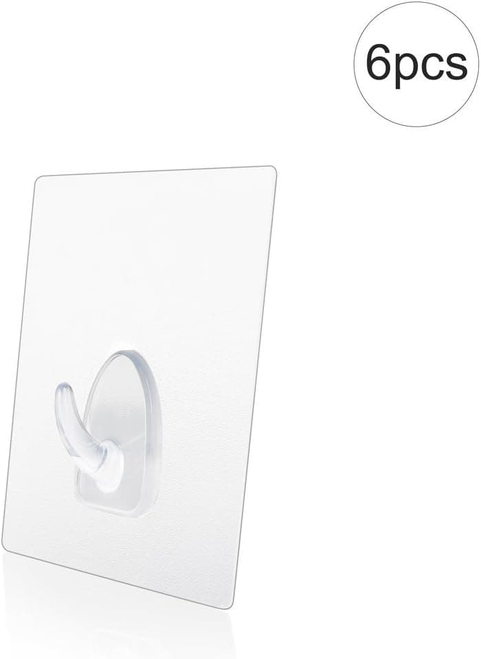 Uarter Adhesive Hooks Seamless Transparent Sticky Hooks 11lb/5Kg (Max) 6 Pcs/Lot - Super Heavy Load-bearing for Bathroom Kitchen Wall and Ceiling