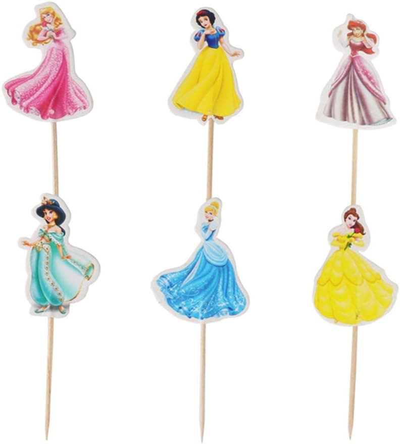 Havingfun Princess Snow White Belle Cinderella Ariel Aurora Jasmine Cupcake Toppers (24 count)