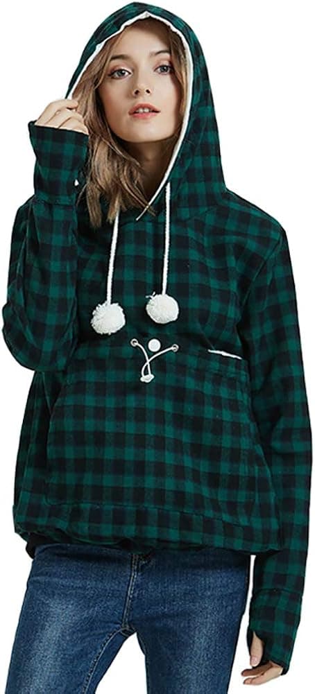 Womens Pet Carrier Shirts Kitten Puppy Holder Animal Pouch Hood Sweatshirt