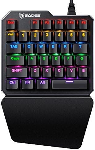 One Handed Keyboard One-Handed Mechanical Gaming Keyboard RGB LED Backlit SADES Portable Mini Gaming Keypad for LOL/PUBG/Wow/Dota/OW/Fps Game