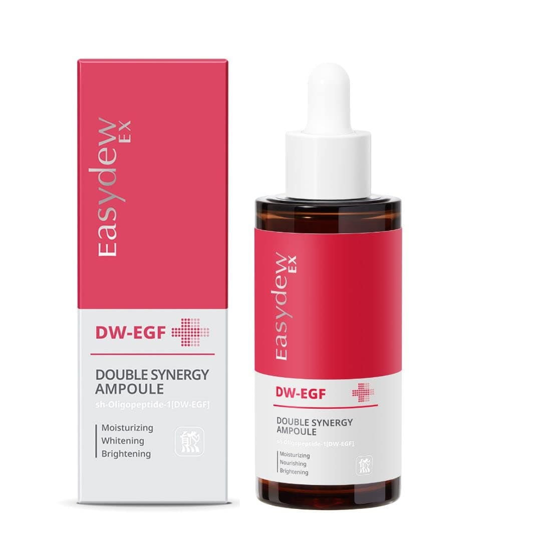 EASYDEW DW-EGF Double Synergy Ampoule 1.7fl oz - Award-Winning Anti Aging Serum with Human Epidermal Growth Factor Collagen Hyaluronic Acid Bakuchiol Regenerate Cells