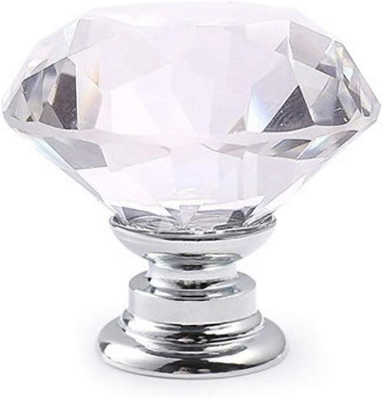mogen886 20/25/30/40mm Diamond-Shape Silver Faux Crystal Wardrobe Knobs Door Handle Furniture Decor 20mm