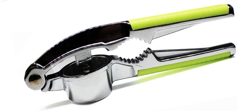 PaWuKi Graded Garlic Press, 2 in 1 Garlic Mince and Garlic Slice. Easy Squeeze, Rust Proof, Dishwasher Safe, Easy Clean, yellow
