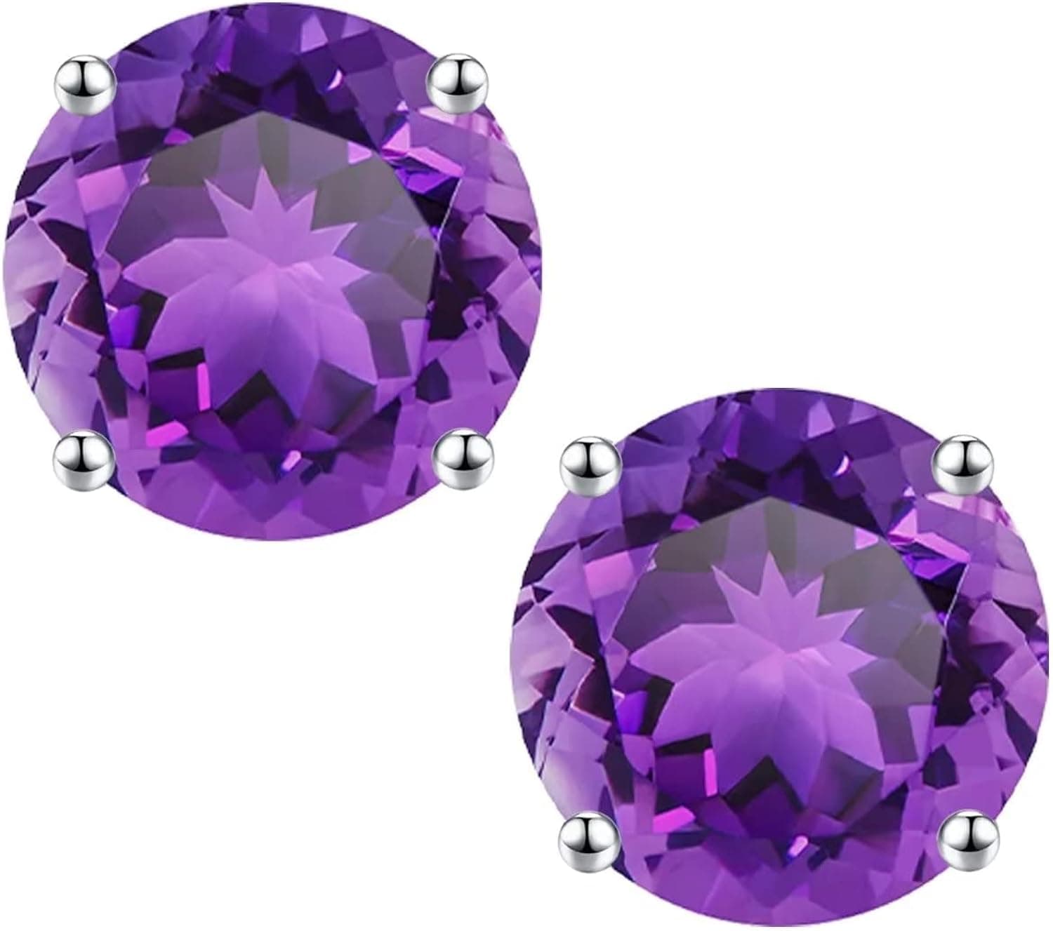 URSILVER Birthstone Earrings for Women - 0.8 CT S925 Sterling Silver Genuine or Created Round Birthstone Earrings 12 Months Birthstone Stud Earrings for Women Girls Jewelry Gifts