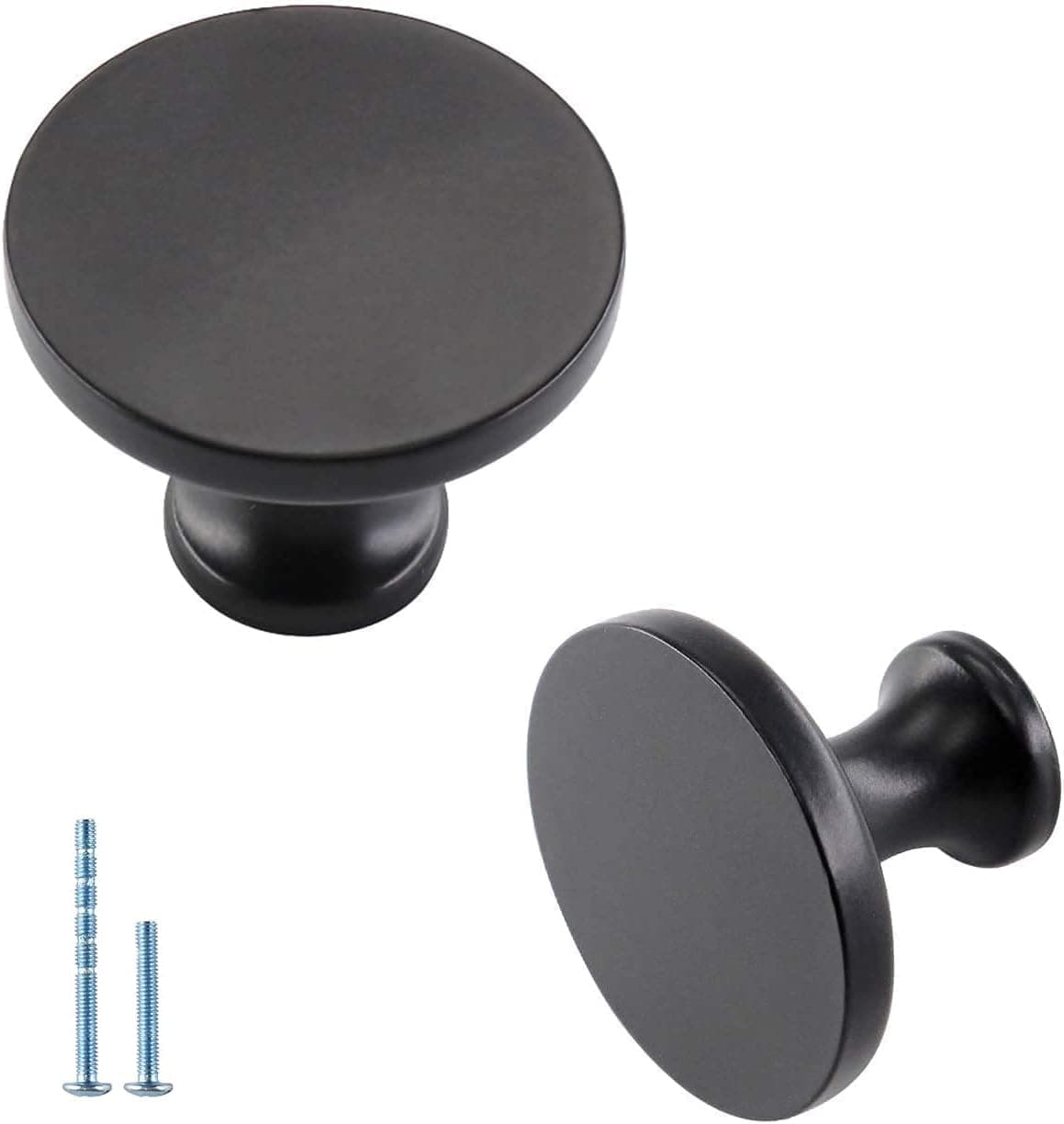 homdiy Black Cabinet Knob Kitchen Black Knobs - Matte Black Cabinet Knob Solid Drawer Knobs Modern Cabinet Hardware for Cupboard, Drawer, Single Hole, Pack of 30