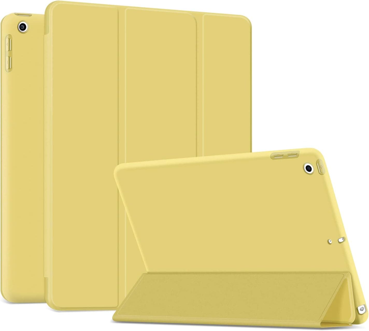 Ayotu Soft Case for New iPad 7th Generation 10.2" 2019, Auto Sleep/Wake Slim Lightweight Trifold Stand Case,Soft TPU Back Cover for Apple iPad 10.2 inch 2019 Released,Yellow