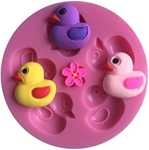Ducks with flower 6 Cavity Silicone Mold for Fondant, Gum Paste, Chocolate, Crafts
