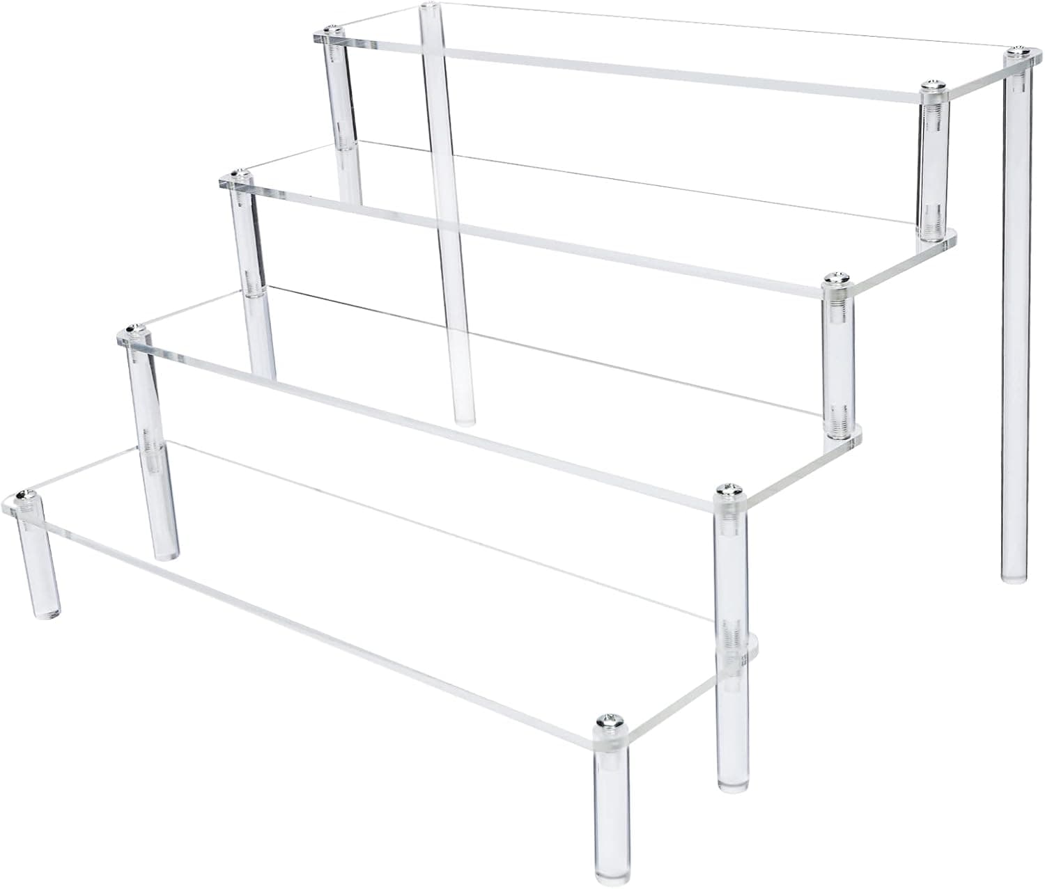 Manedohome 4 Tier Acrylic Riser Display Stand for Action Figure Display,Cupcake Holder,Clear Perfume ,Display Shelf Dessert,Toy,Collecibles,Lego,Makeup,Spicsjar Decoration and Organizer