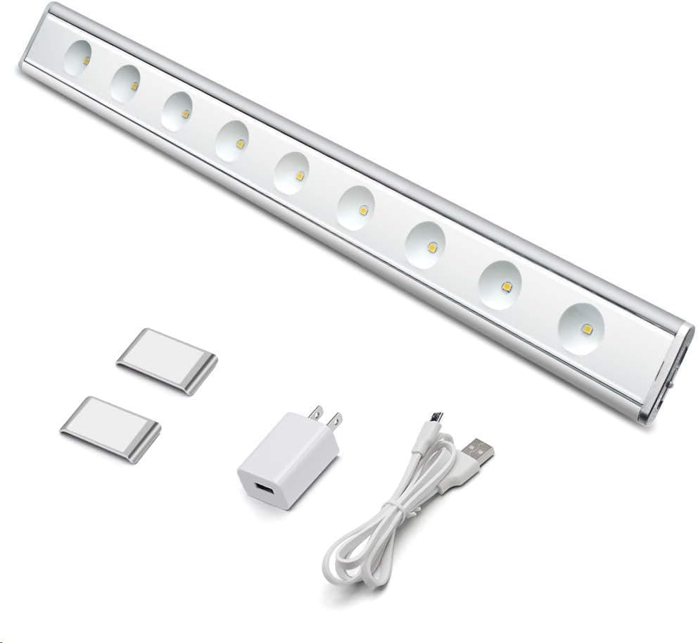 LED Under Cabinet Lighting Kit, Under Counter Kitchen Lighting Plug-in,5V LED Closet Light, Wharm White 3000K, 3W, 300LM for Kitchen, Bedroom, Closet, Garage, All in Kit