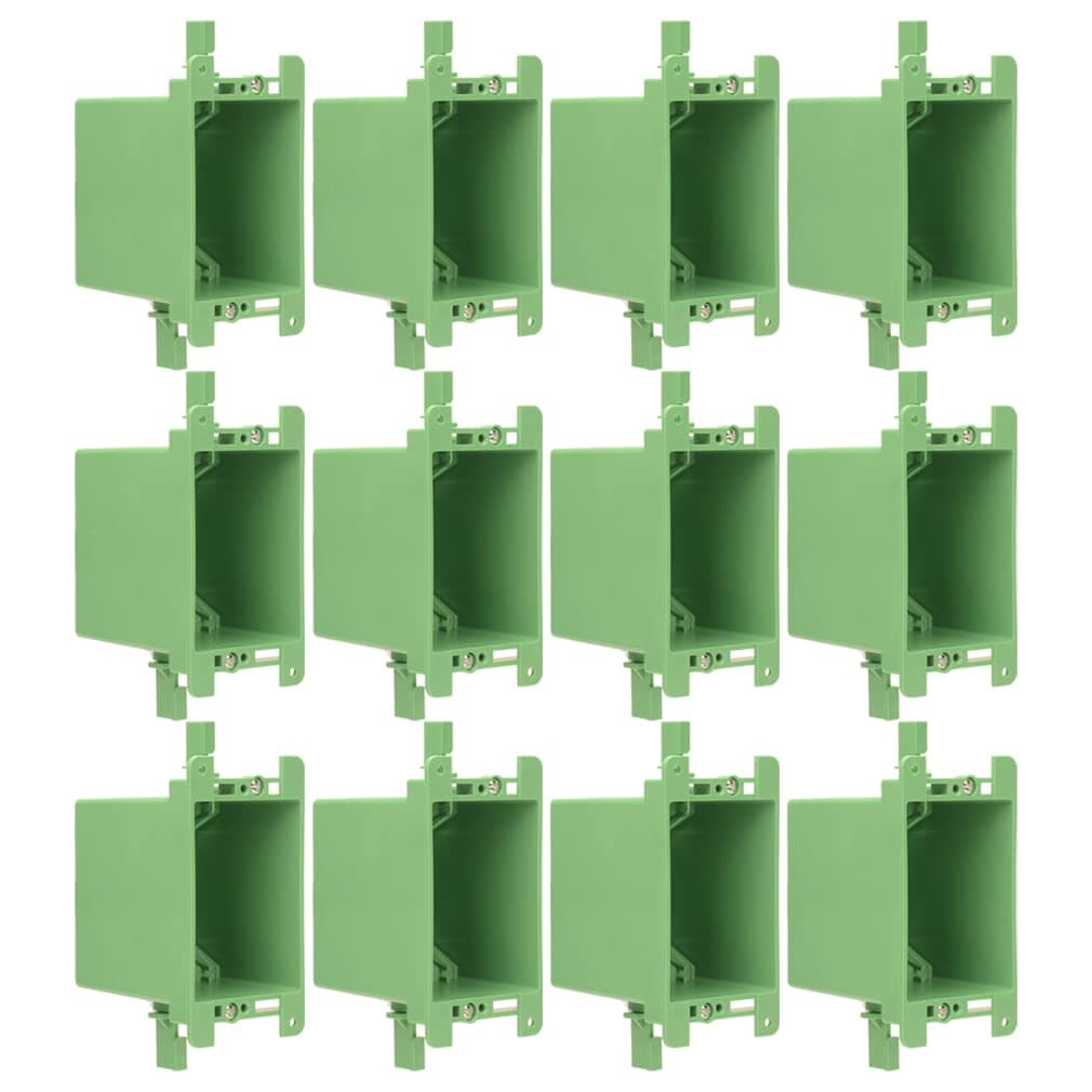 YOEMELY Standard Electrical Outlet Box, Single Gang Power Outlet Box with 14 Cubic Inches Junction Wall Outlet Box (Green, 12 Pack)