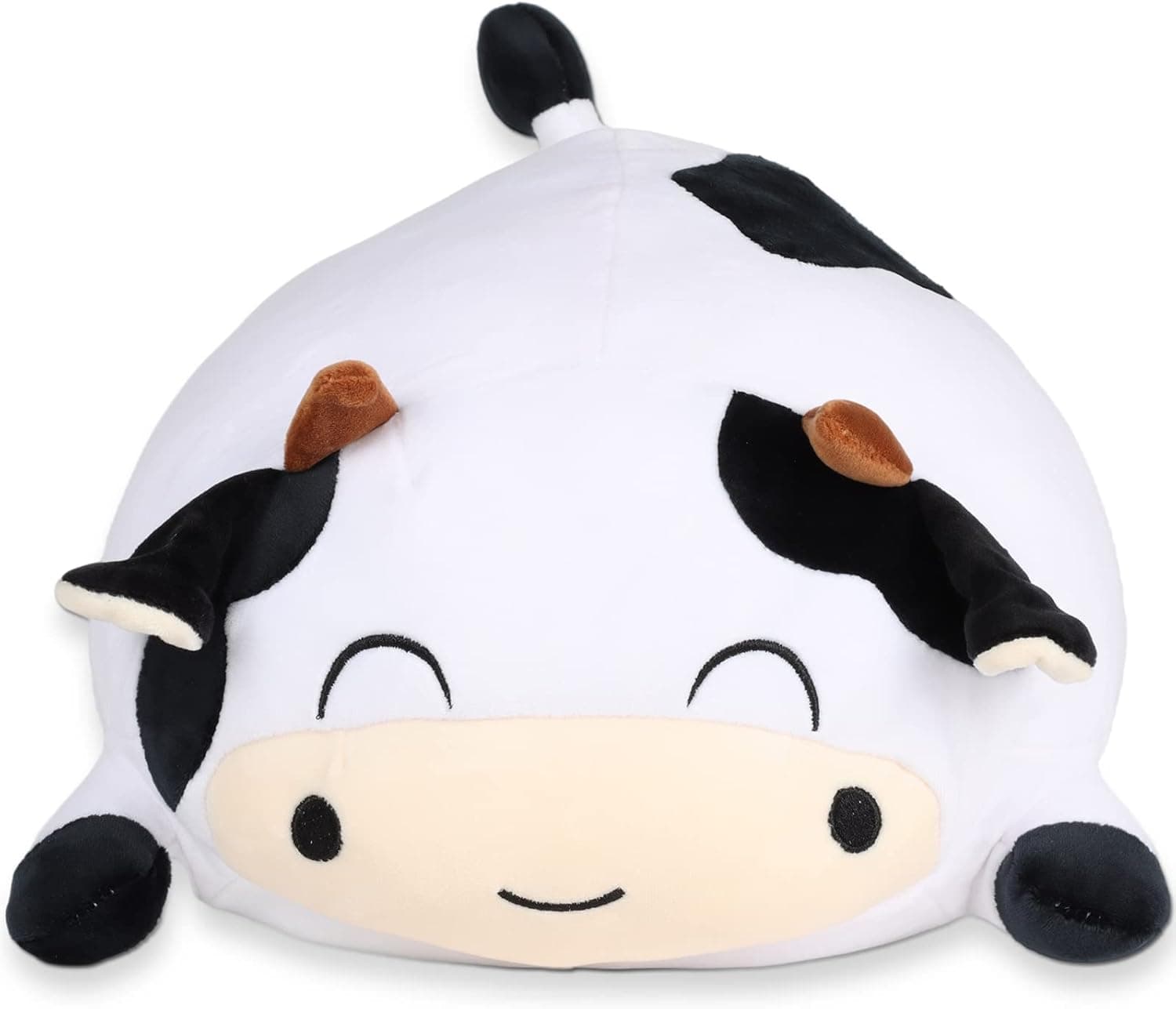 ROPELOK Giant Cow Stuffed Animals Plush Toy, Cow Plush Pillow, 13.7" Stuffed Cow Plush for Kids Children Xmas Birthday Gifts (Smiling Eyes)