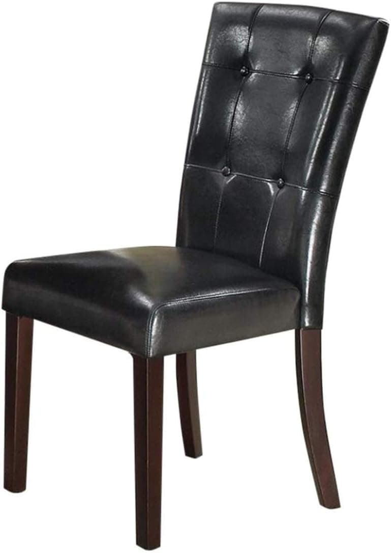 Poundex Leather Upholstered Dining Chair, Black