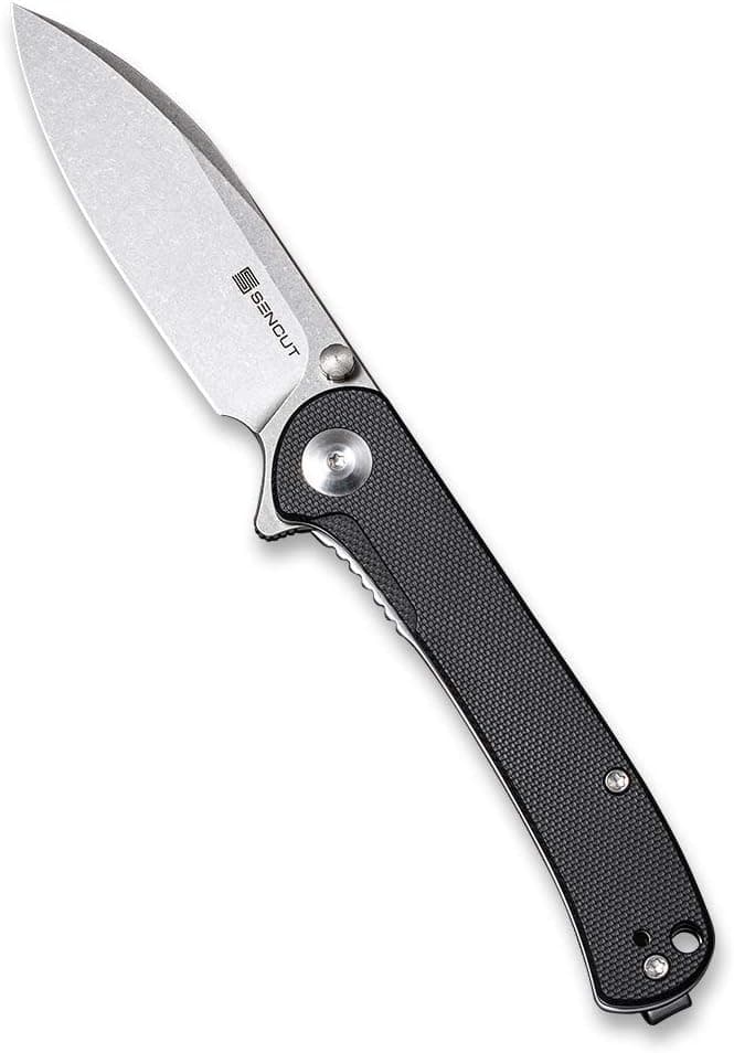 SENCUT Scepter Flipper Pocket Knife, Lightweight Liner Lock Folding Knives With Reversible Pocket Clip For EDC Outdoor SA03 (Black G10)