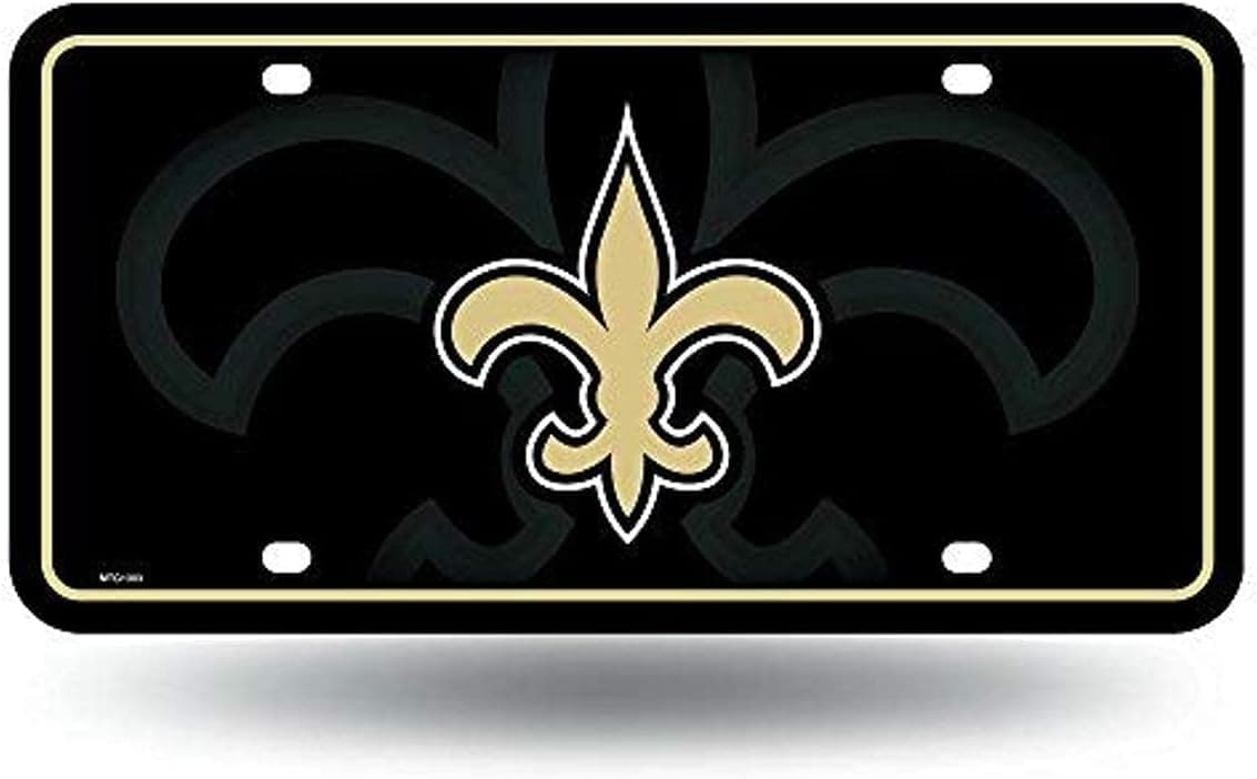 NFL Rico Industries Metal License Plate Tag, New Orleans Saints , 6 x 11.5-inches