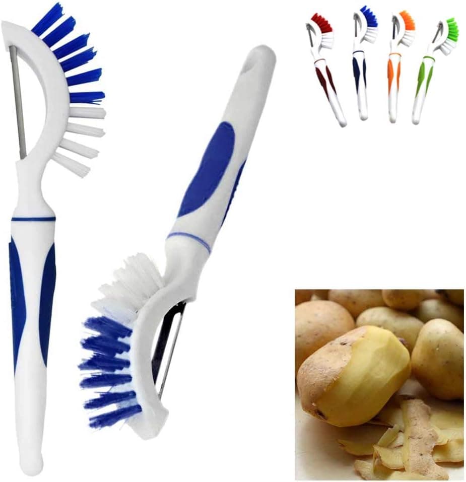 Generic 2 Pc Vegetable Cleaning Brush Potato Peeler Shred Scrub Fruit Cleaner Scrubber,Blue