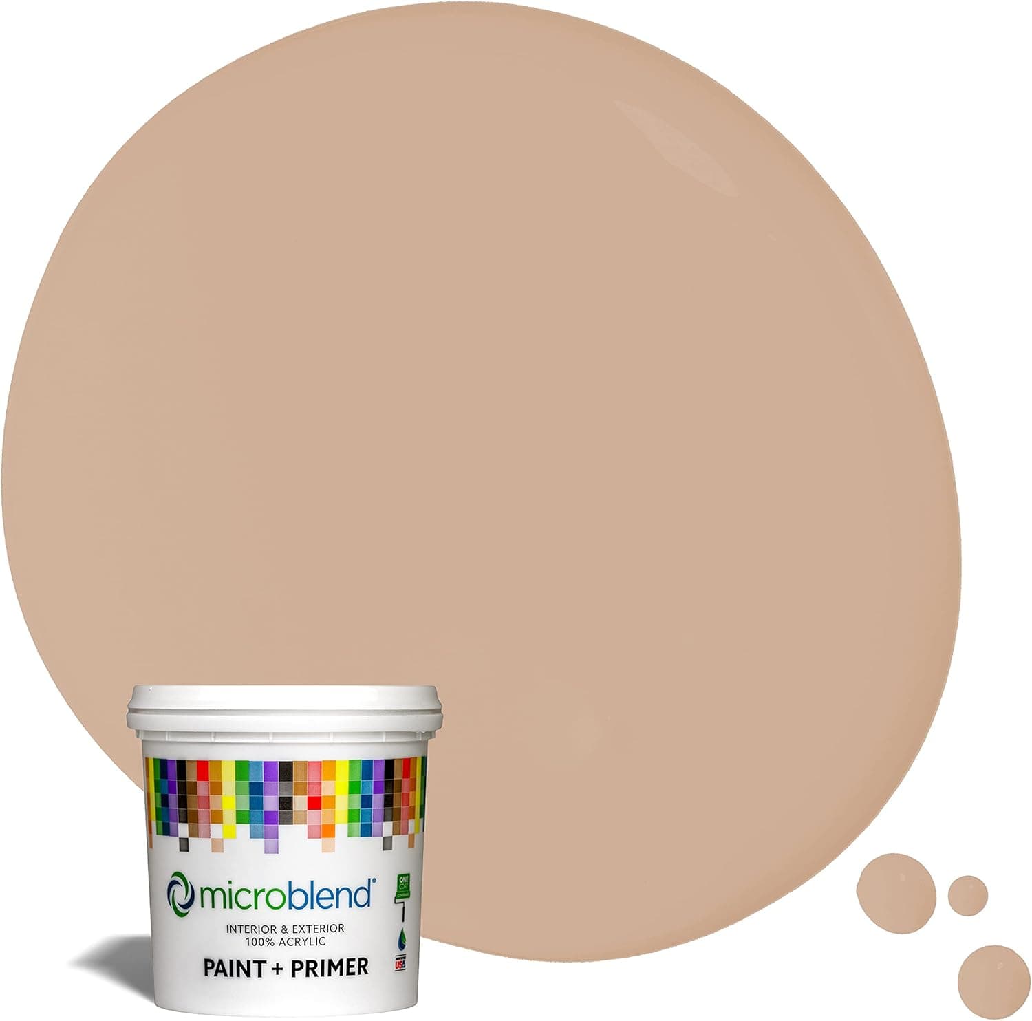 Microblend Interior Paint and Primer - Beige/Pueblo Pathway, Flat Sheen, Quart, Premium Quality, High Hide, Low VOC, Washable, Microblend Country Collection