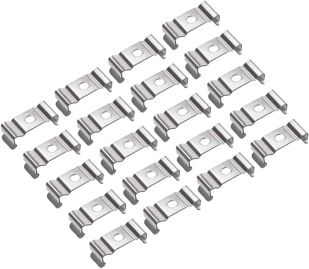 uxcell T5 Clips Bracket Hanger for LED Light Tube, LED Fluorescent Tube Light Fixture, Nickel-plated Manganese Steel, Pack of 20