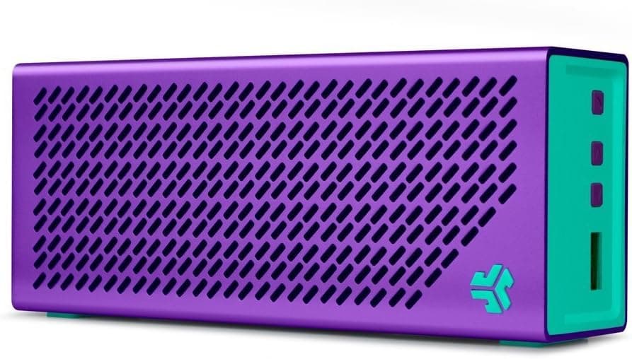 The Crasher by JLab Loud Portable Bluetooth Stereo Speaker with 18 Hour Battery - Miami Purple / Mint
