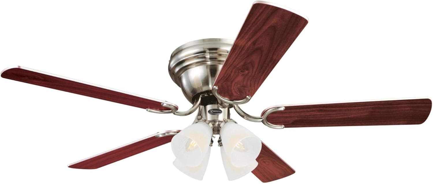Westinghouse Lighting 7232000 CONTEMPRA IV Indoor Ceiling Fan with Light, 52 Inch, BRUSHED NICKEL