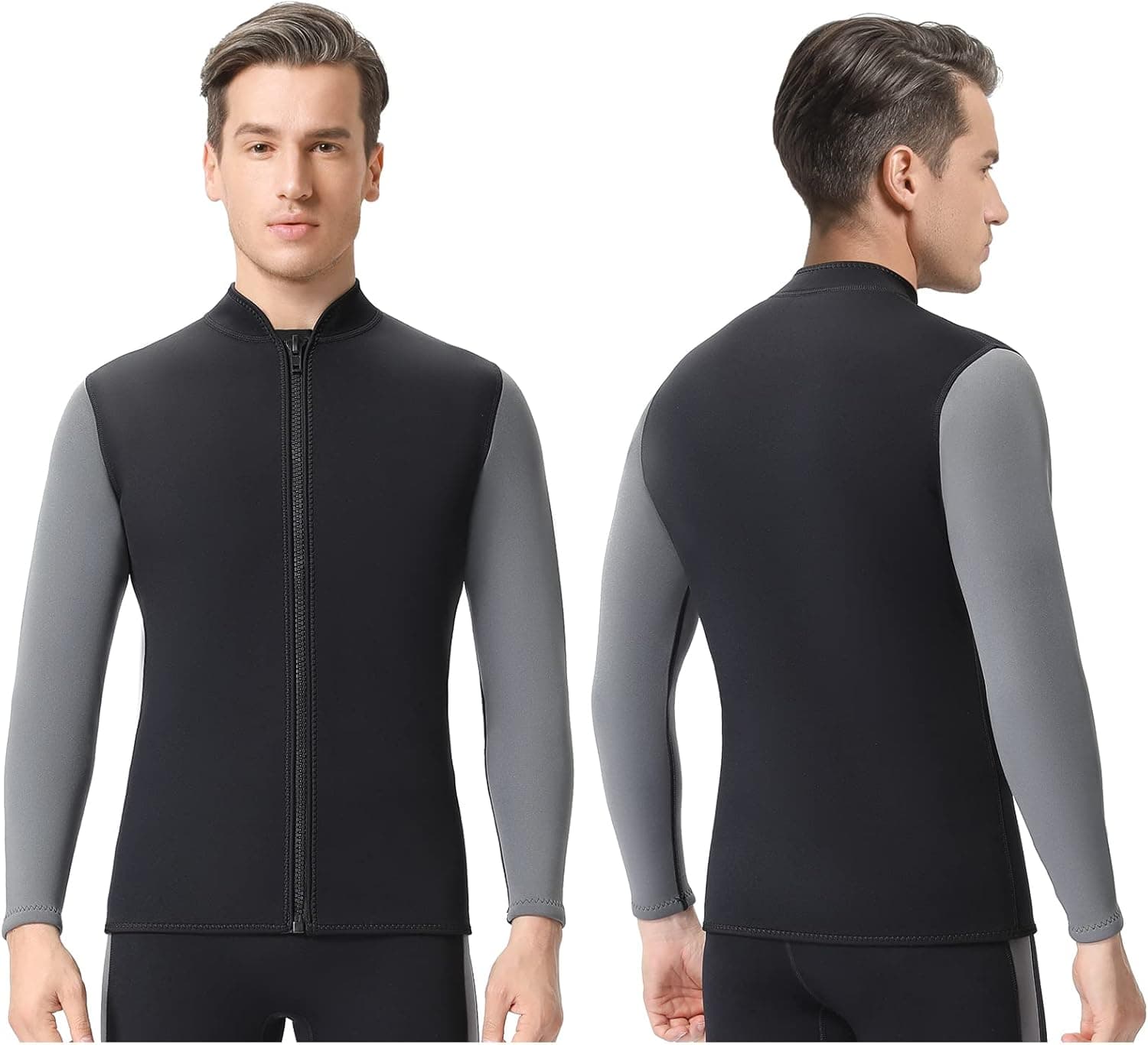 REALON Wetsuit Top Men 3mm Neoprene Womens Kids Jacket Long Sleeves Front Zipper Wet Suit 2mm for Surfing Diving Swimming Snorkeling Kayaking