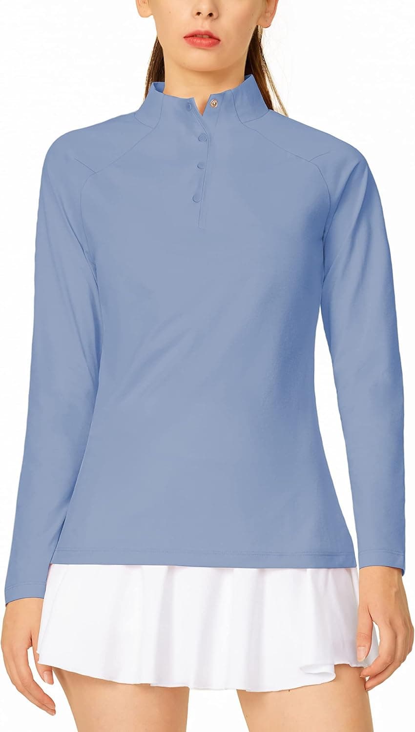 LastFor1 Women's Long Sleeve Golf Polo Shirts UPF 50+ Moisture Wicking Quick Dry Active Tops with Snap Buttons Closure