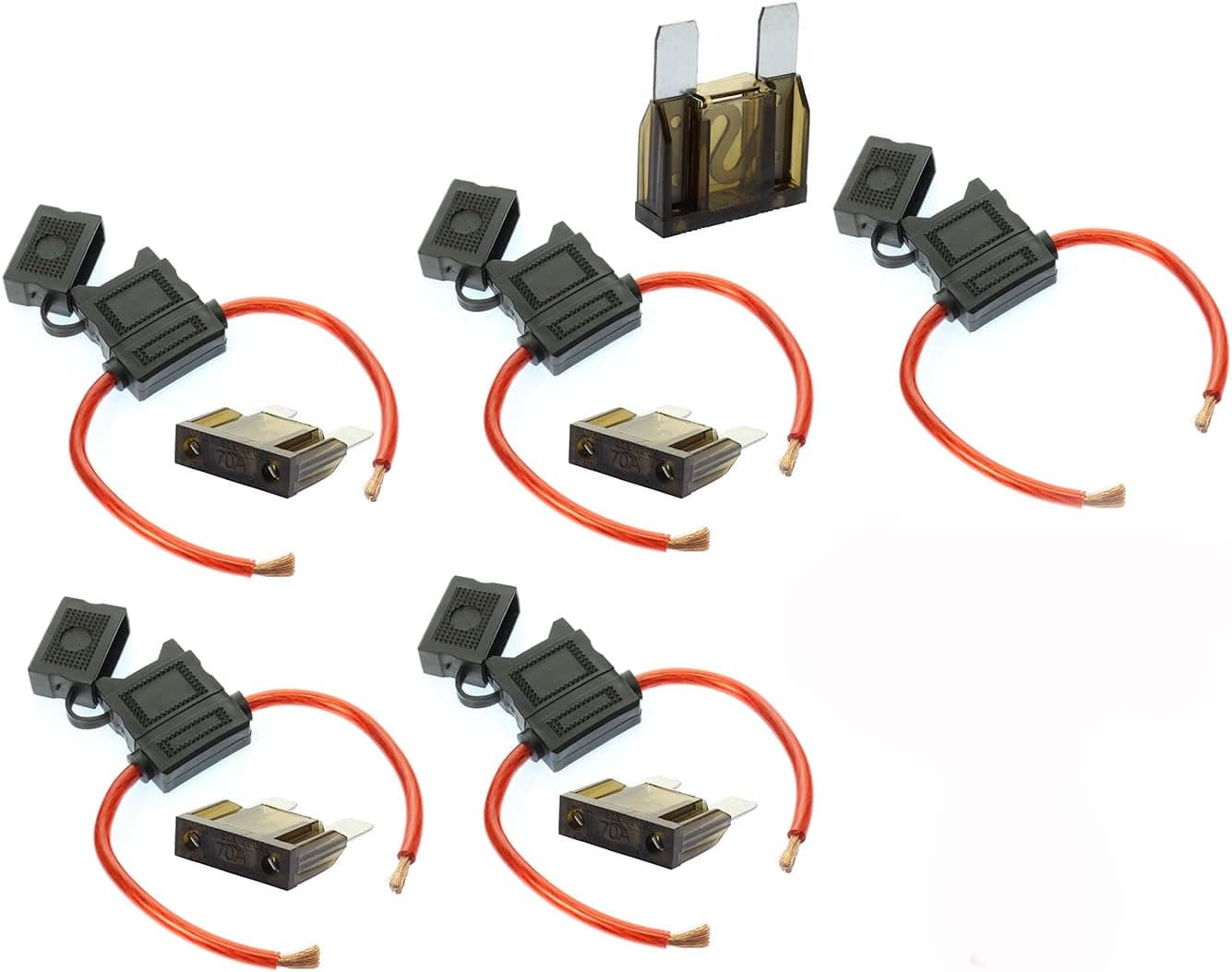 VOODOO 8 Gauge Maxi Inline Fuse Holder Fuseholder with Cover and 70 Amp (5 Pack)
