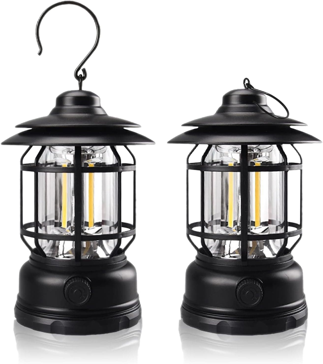 Vintage LED Camping Lanterns Lights Rechargeable 2-Pack, Civikyle Portable Dimmable Retro Table Lamps Outdoor Decor for Patio Porch Yard Garden Indoor Home Emergency Lights Power Outages Failure