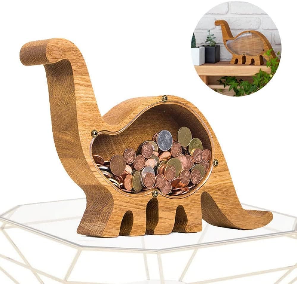 Generic Dinosaur Piggy Bank Giraffe Oak Transparent Piggy Bank Home Decoration Ornaments