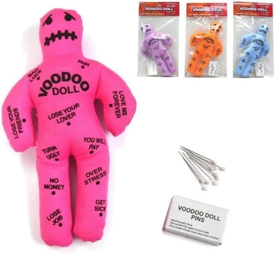 1 Pink Color Funny Novelty Magic Voodoo Doll with Stick Pins