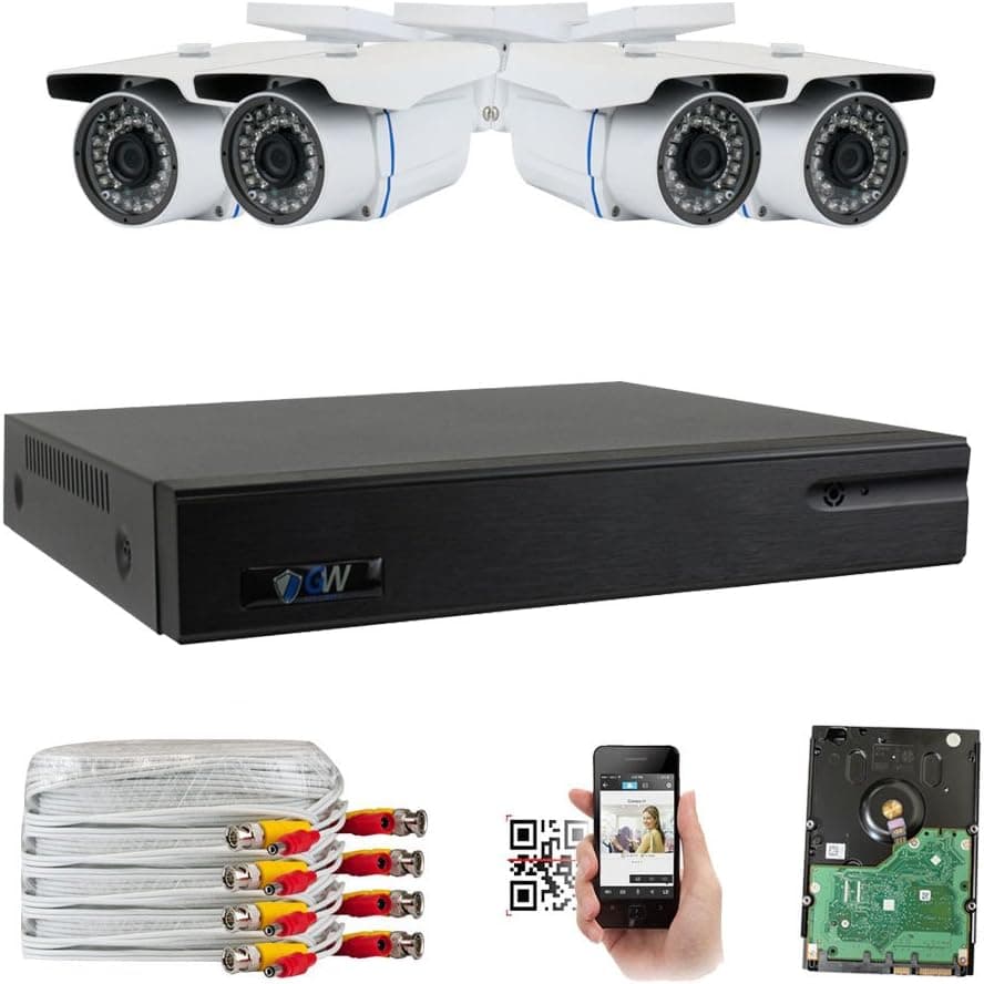 GW Security 8 Channel CCTV 5MP (2.5X 1080P) Security Surveillance DVR System with 2 x Super 5.0MP HD 1920p (2592TVL) Weatherproof Security Cameras,110ft IR Night Vision,1TB HDD