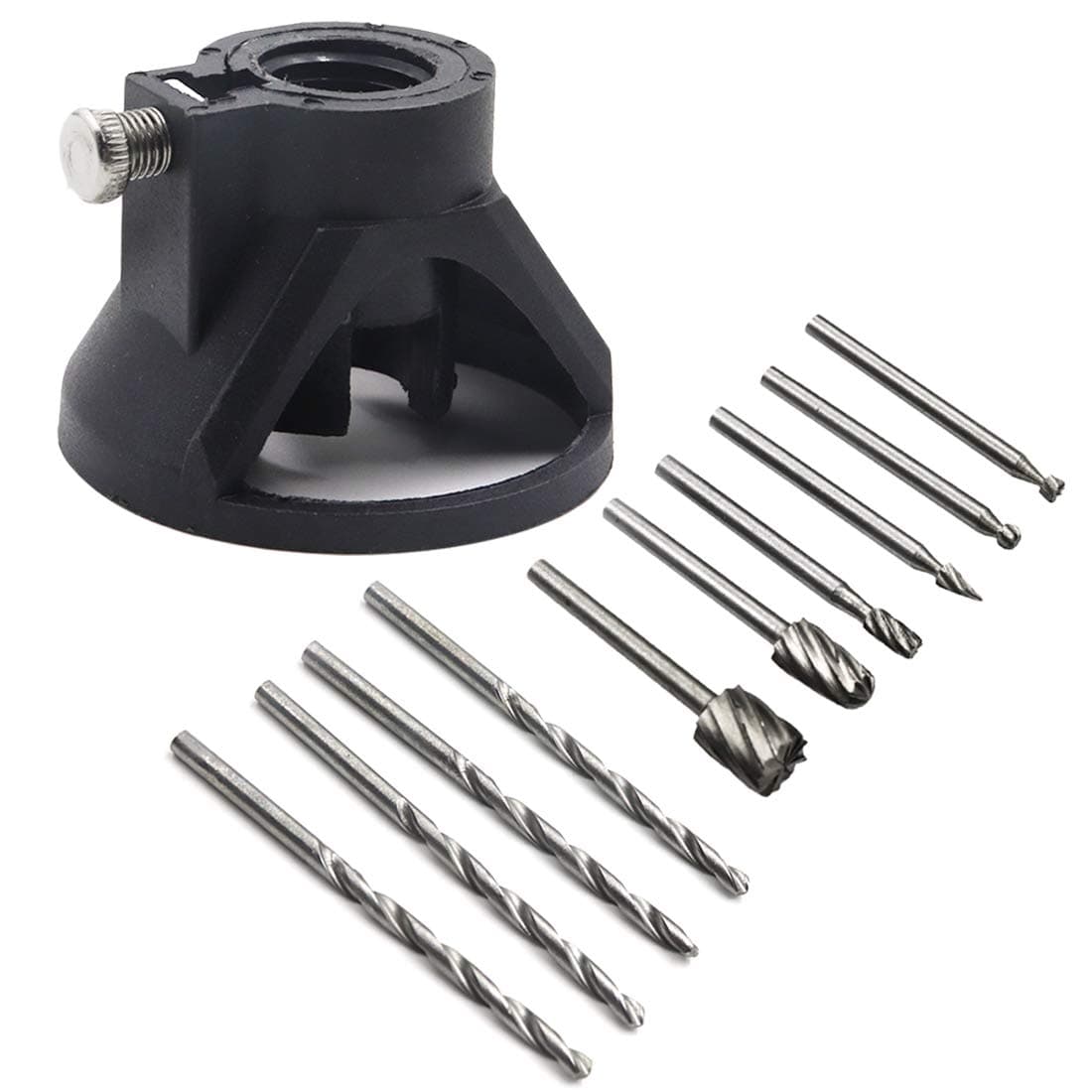 TUOREN Drill Carving Rotary Locator Set with HSS Routing Router Bits and Twist Drill Bit for Dremel Rotary Tools-11pcs