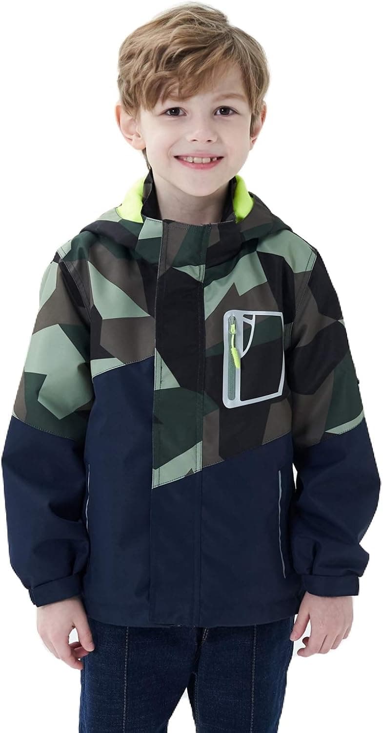 MGEOY Boys Girls Rain Jackets Lightweight Waterproof Hooded Raincoats Windbreakers for Kids