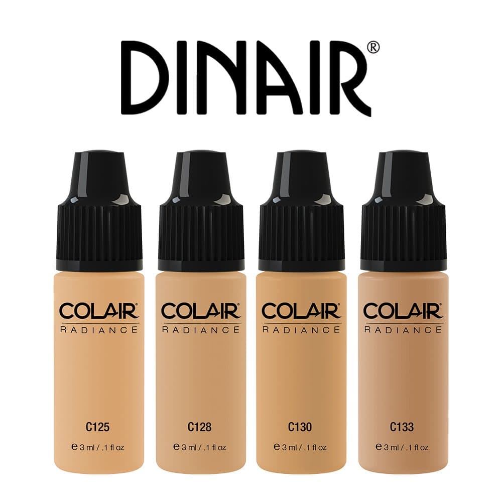 Dinair Airbrush Makeup Foundation | 4pc MEDIUM Shades Mini Set | Colair RADIANCE: Satin | Size 3ml