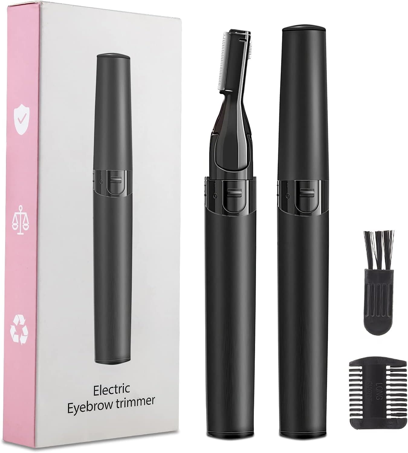 Eyebrow Trimmer, Electric Eyebrow Razor, Painless Facial Hair Remover with Comb, Battery-Operated Trimmer Clipper for Armpit Hair