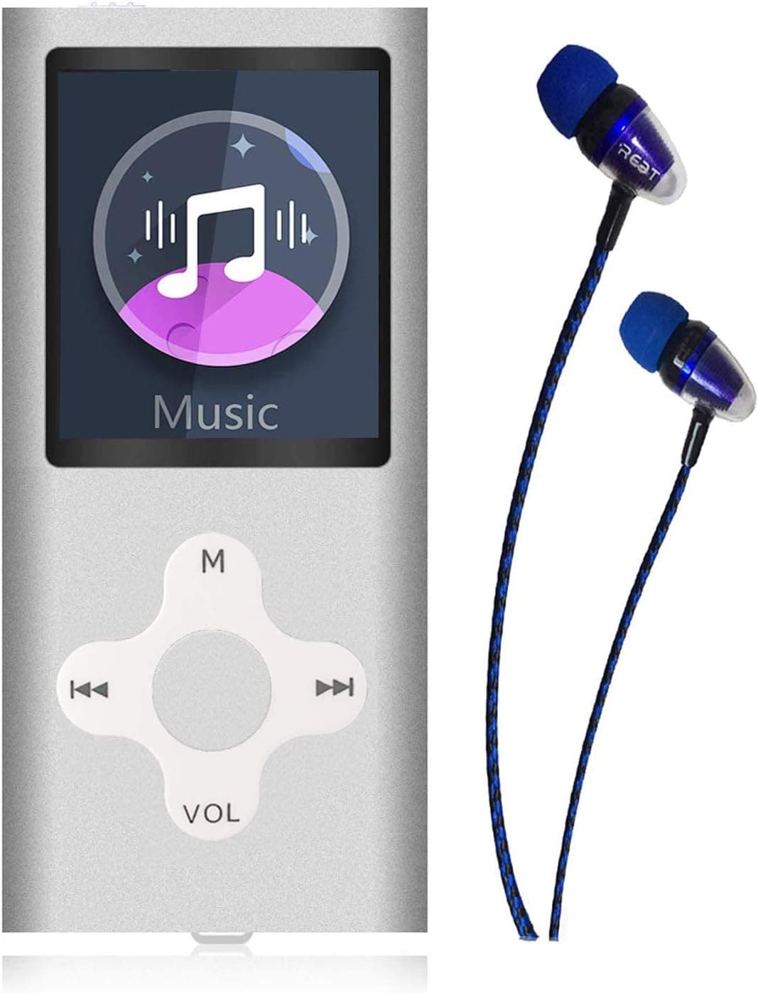 MP3 Player/Music Player,Frehovy 16GB TF Card Portable Digital Music Player/Video/Voice Record/FM Radio/E-Book Reader,Ultra Slim 1.8''Screen with HiFi Earbuds (16GB-Silver.)