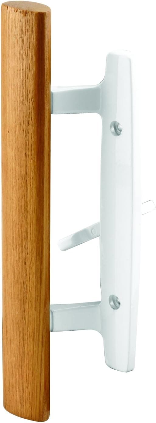 Prime-Line C 1208 Patio Door Inside Pull and Latch, 3-15/16 in, Diecast Pull, (single pack), White/Wood
